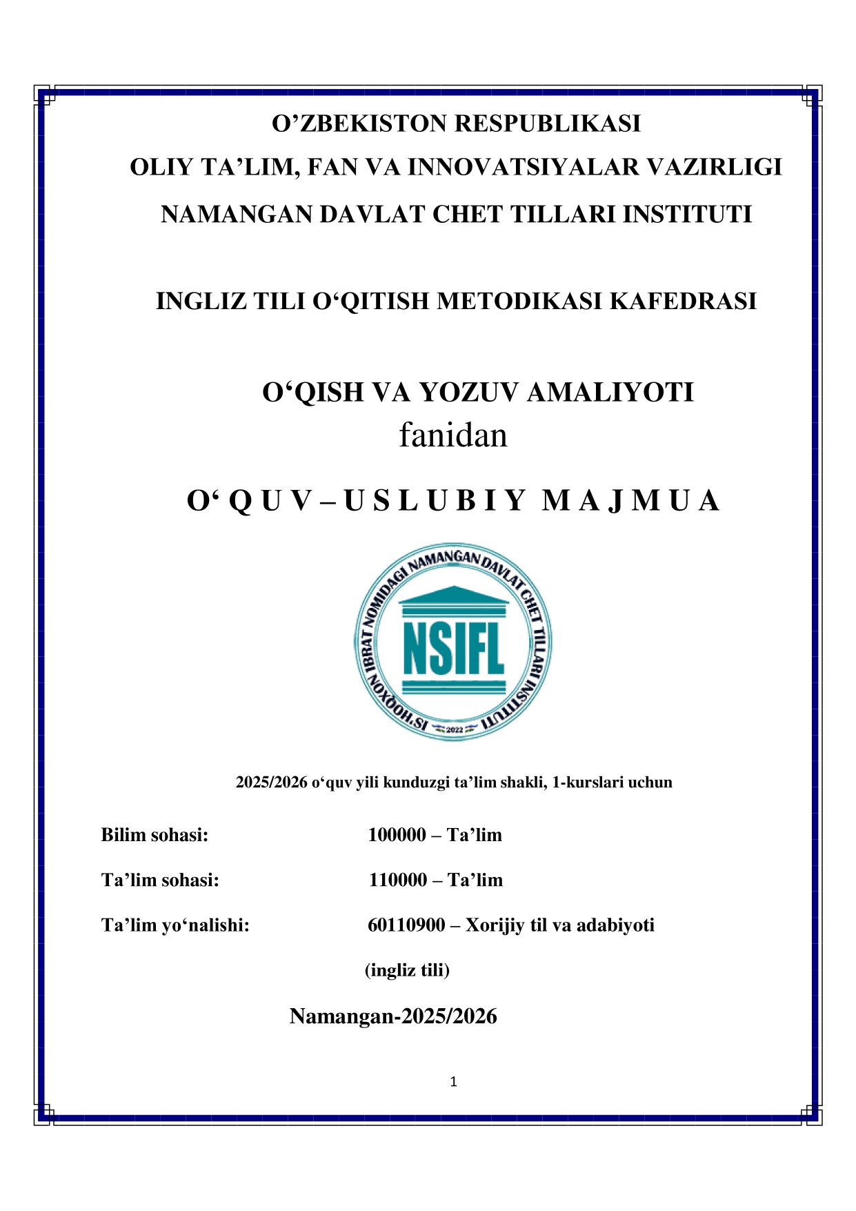 O‘QISH VA YOZUV AMALIYOTI